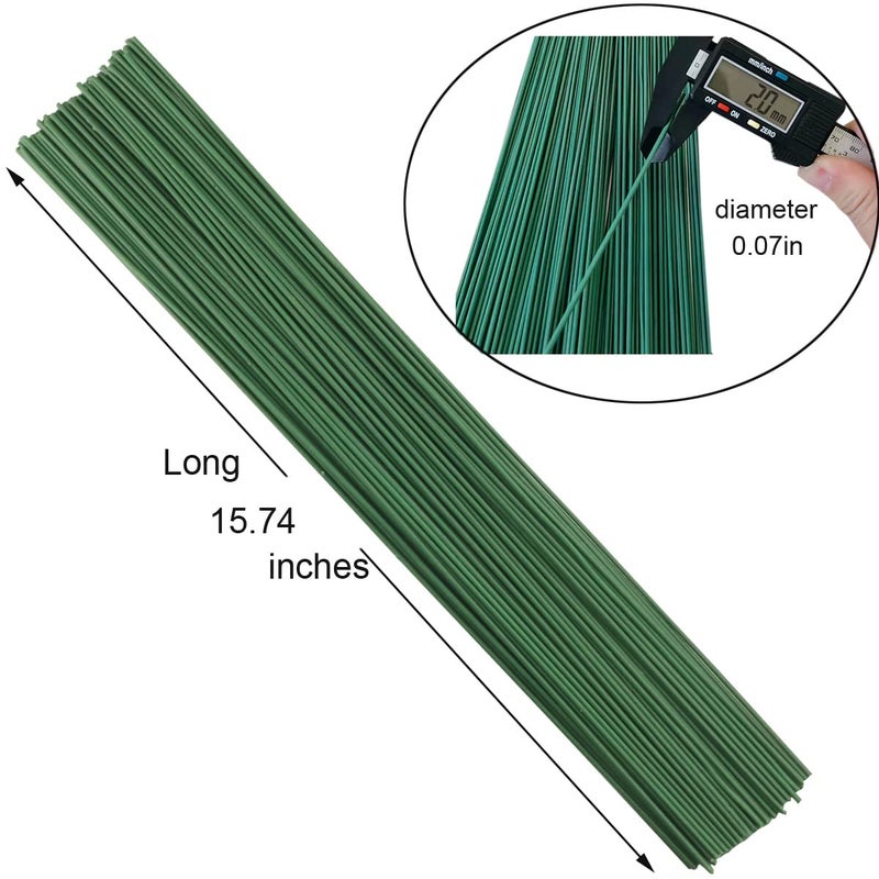 Arlai Pack of 50, Diameter 2mm Dark Green Paper Wrapped Floral stem Wire 16 Inch Floral Stem Wire - DIY Bouquet Stem Wrapping and Crafts - Image 2